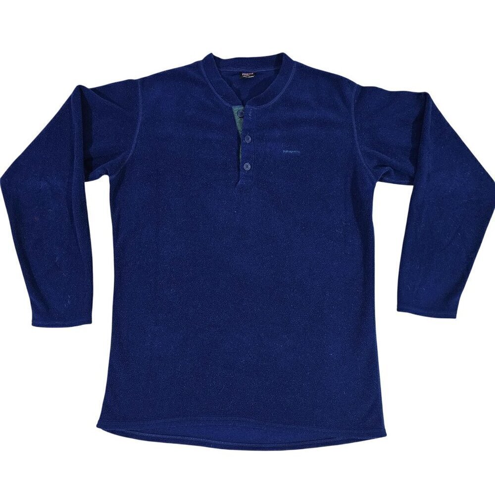 Patagonia Capilene M Medium Blue Long Sleeve Fleece Henley Shirt Made In USA
